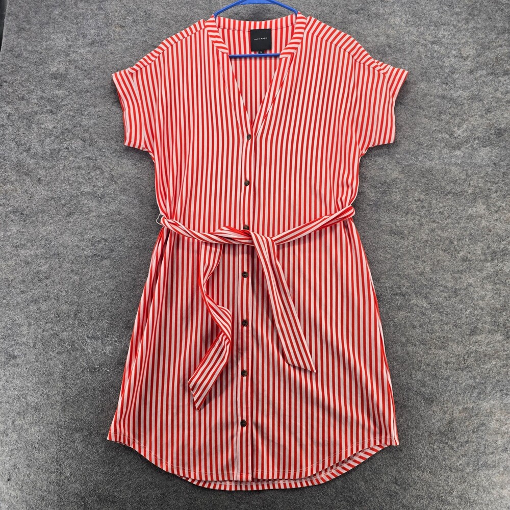 Alex Marie Dress Womens Medium Button Front Orange Striped
